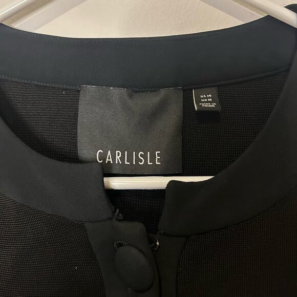 CARLISLE Black Sweater Blazer Button Front Pockets Chic Retro Glam US 14 Career - Picture 3 of 11